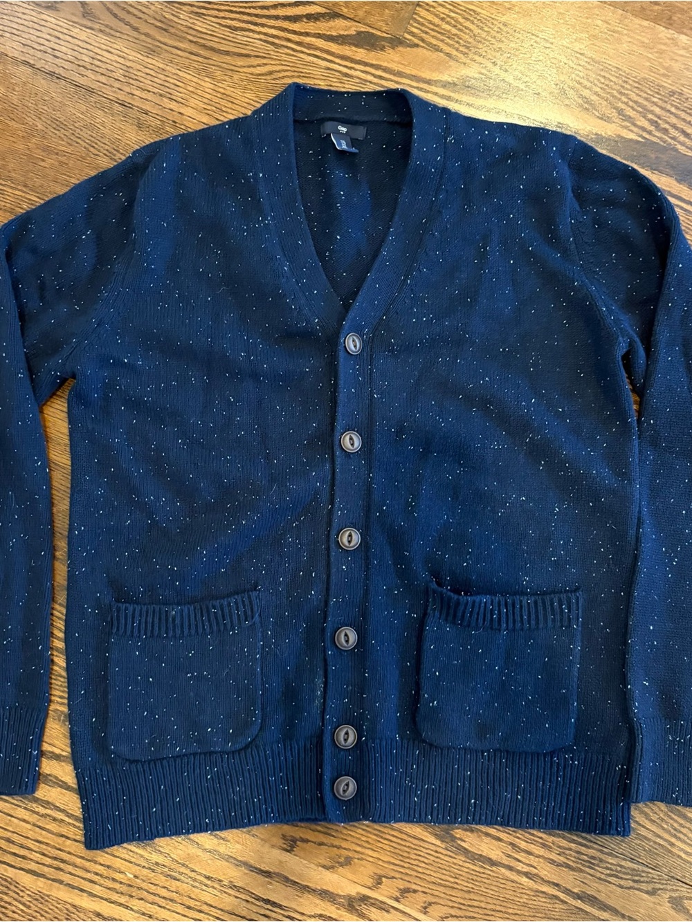 Men's Gap Navy Speckled Button-Up Cardigan Sweater
